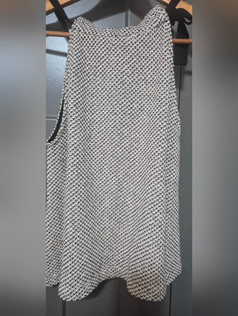 Madewell Knit Tie Shoulder Sleeveless Top XS Black White Cotton Blend - Picture 4 of 6